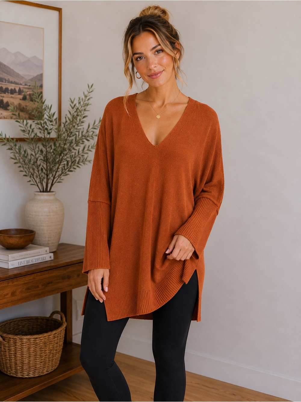 Chance or Fate Rust-Tone V-Neck Tunic